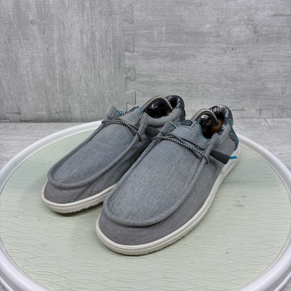 Hey Dude Wally H2O Loafers Mens 11 Grey Canvas Slip On Shoes 40013-014